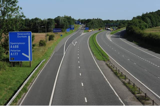 The A1(M) near Durham, which remains closed to traffic following a horrific crash last night involving several vehicles, on the motorway at Bowburn, near Coxhoe.