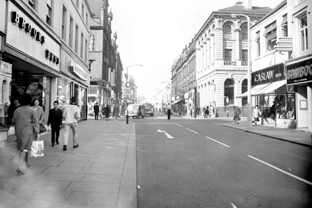 High Street West with Risdons Corner on the left in the distance.