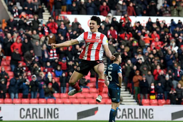 Luke O'Nien celebrates during Sunderland 3-0 Bristol Rovers