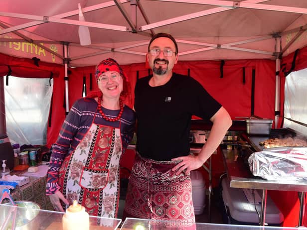Piotr and Anna Herman at the food festival in South Shields Market Place