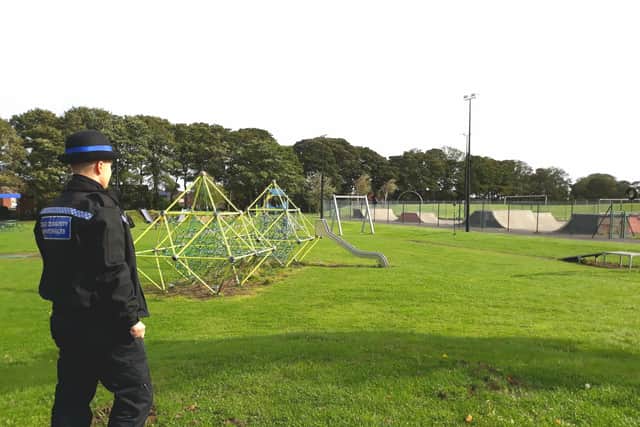 Northumbria Police shared this photo as its officers planned to carry out additional patrols of King George playing fields during this weekend.