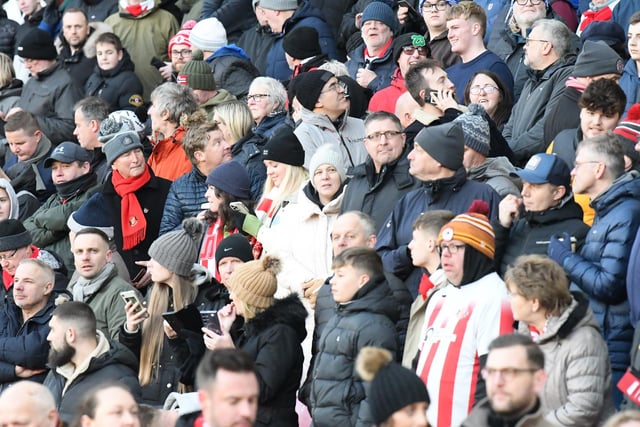 Sunderland fans in action against Fulham for the FA Cup fourth round replay game at the Stadium of Light.