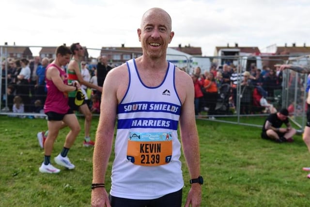 Kevin Craig, of South Shields Harriers, give us a big smile at the finish line.