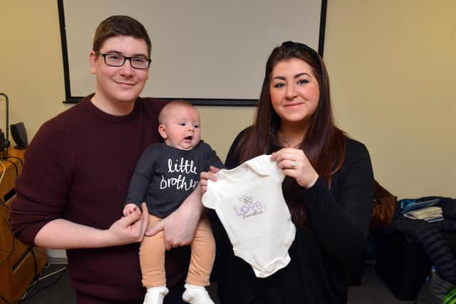 Steph Archbold and father Phil Capewell with son Jack at the launch of their Love, Amelia charity.