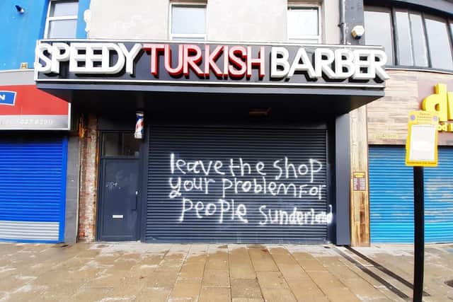 Turkish barbers across Sunderland have been targeted with racist graffiti