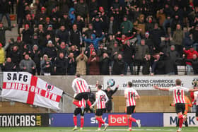 Sunderland celebrate a crucial goal at Cambridge United