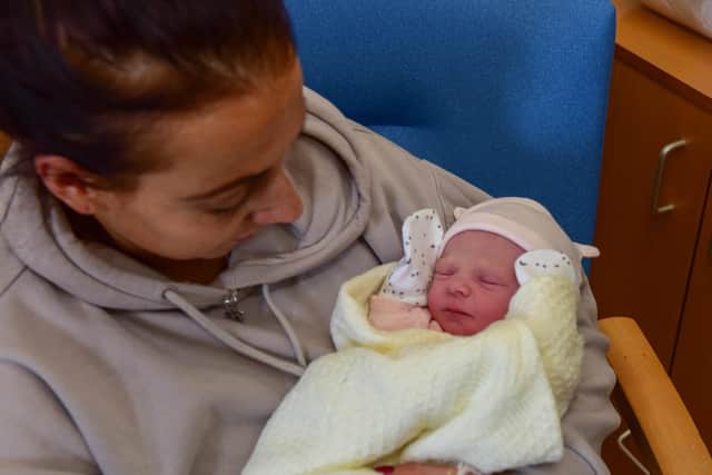 New grandmother Helen Cowell with her leap year baby granddaughter Mollie, born at Sunderland Royal Hospital on February 29. Picture by Kevin Brady.