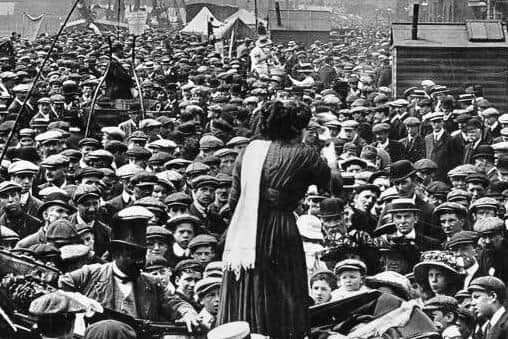 A suffragette speaking in the North East.