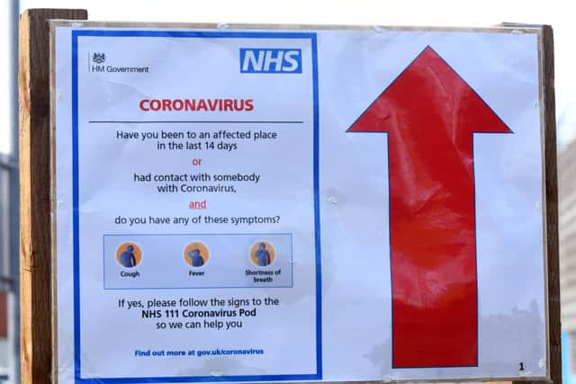 Signs at all the entrances to York Hospital re the Coronavirus.