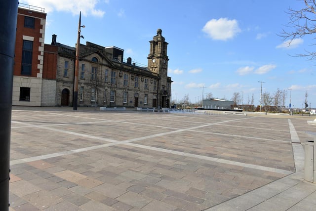 Keel Square was empty as people stayed at home.
