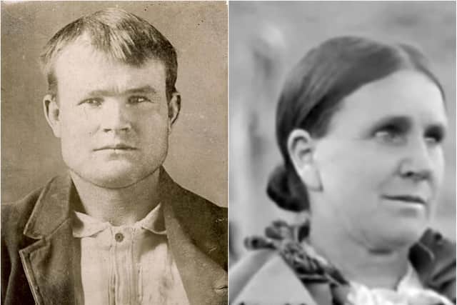 An 1893 mugshot of outlaw Butch Cassidy. Right is his mother, former Monkwearmouth resident Ann Parker née Gillies.