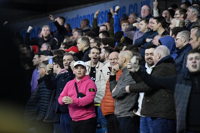 Sunderland fans photographed during the 1-1 draw away at Millwall in the Championship. Dennis Cirkin headed the Black Cats' equaliser after the home side took the lead.