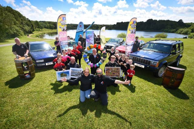 Fiona Harnett,Hetton Carnival event organiser and John Pooley from Springboard along with traders , dancers from the Trish and Trina dance academy and classic cars from the 80's and 90's look forward to the start of the 2022 Carnival at Hetton Country Park.