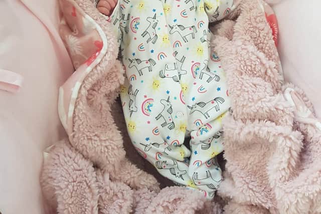 Baby Sophia was born at home in Murton.