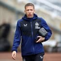 Dwight Gayle of Newcastle United arrives at the stadium prior to the Premier League match between Newcastle United and Brighton & Hove Albion at St. James Park on March 05, 2022 in Newcastle upon Tyne, England. (Photo by Ian MacNicol/Getty Images)