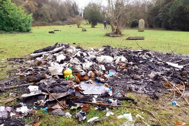 Much of the rubbish on the cemetery bonfire was toxic when burned.