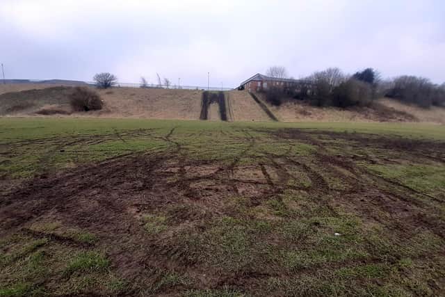 Quad bike damage caused earlier this year on King George V Playing Fields in Ryhope.