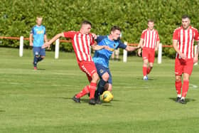 Seaham Red Star (red/white) in action against Hebburn Town earlier this season.