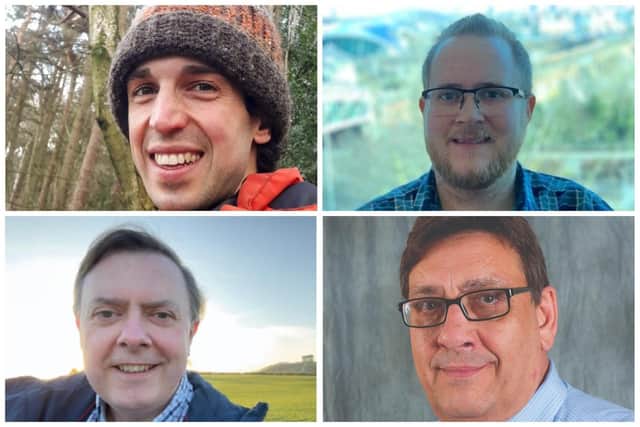 (Clockwise from top left) Thomas Mower, Michael Peacock, David Snowdon and Richard Vardy. Other candidates did not submit a picture to be used.