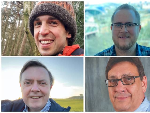 (Clockwise from top left) Thomas Mower, Michael Peacock, David Snowdon and Richard Vardy. Other candidates did not submit a picture to be used.
