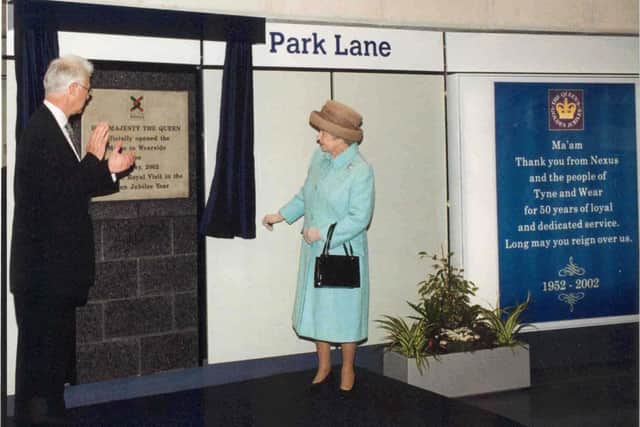 The Queen at the official opening of Park Lane Interchange on May 7, 2002.