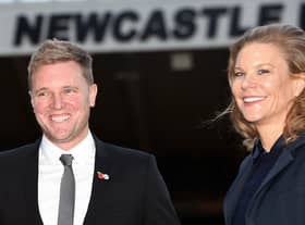 Newcastle United head coach Eddie Howe and co-owner Amanda Staveley.