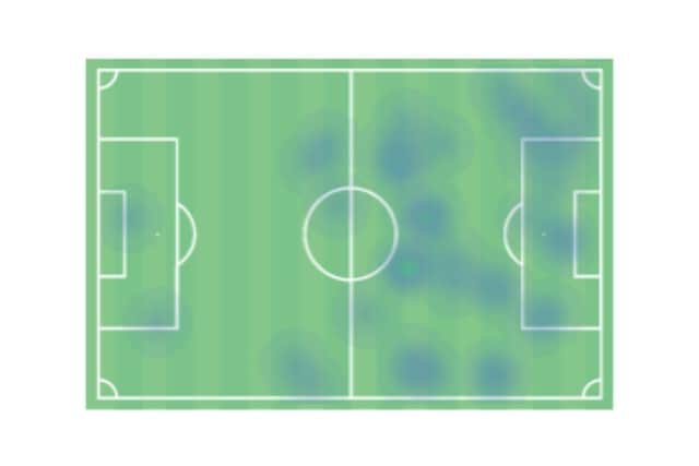 Will Grigg's heat map against Bristol Rovers - as he covered plenty of ground.