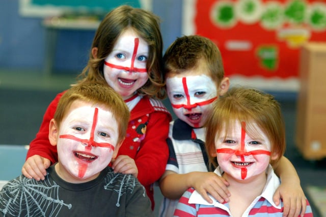 Face painting was the order of the day at Acorns Nursery in 2007 and here are Mia Pattison, Jack Pearson, Elliott Day and Libby Wilkosz joining in the fun.
