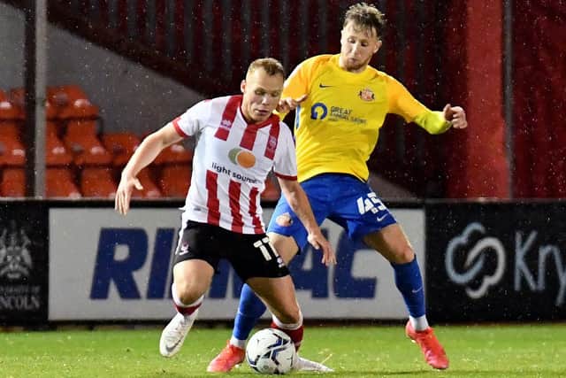 Stephen Wearne playing for Sunderland against Lincoln in the Papa John's Trophy.