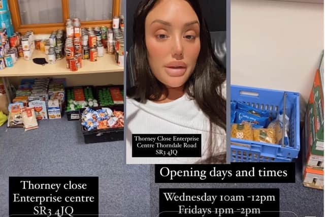 TV star Charlotte Crosby highlighted the work of Thorney Close food bank to her millions of followers @charlottegshore