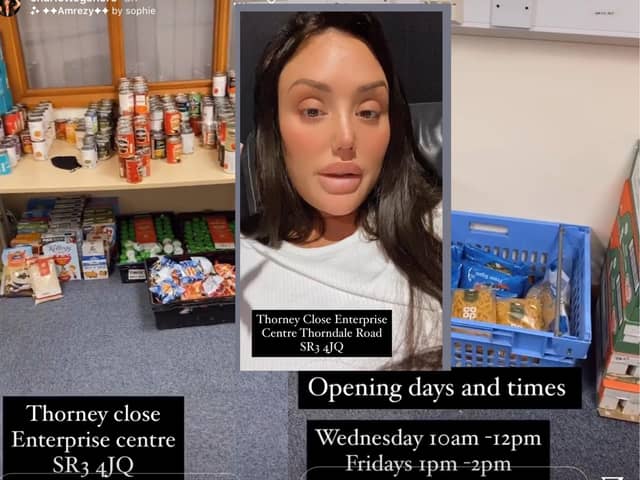 TV star Charlotte Crosby highlighted the work of Thorney Close food bank to her millions of followers @charlottegshore