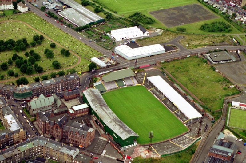 An aerial view of Easter Road in July 1993