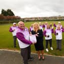 Ronnie Bates, chairman of Ryhope Bowls Club, with Barbara Kettlewell of Bellway and members of the club. Picture by Dave Charnley Photography.
