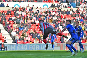 Nathan Broadhead scoring the winning goal against Gillingham. Picture by FRANK REID