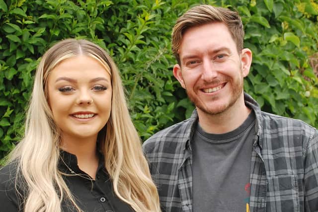 Apprentice stylist Izzie Bett, seen here with Reds’ Salon manager Greg Temple, has been showing London Fashion Week what she can do.