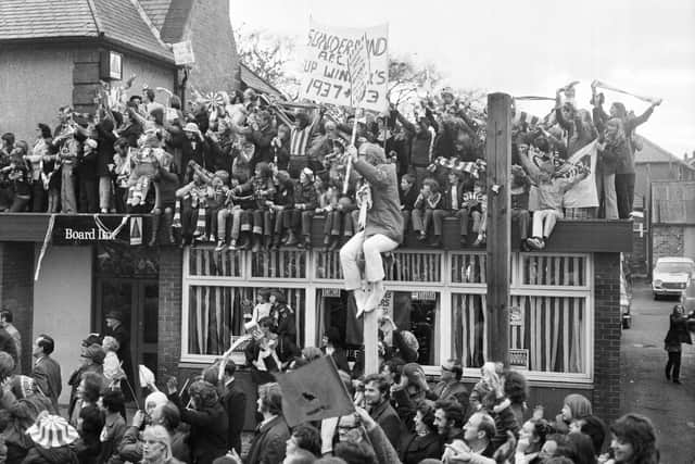 The photo which sparked so much interest. Bill Petrie on his special vantage point for the FA Cup parade in 1973.