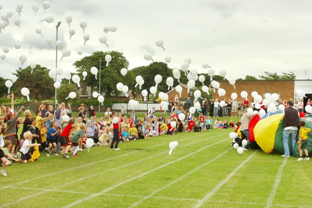 A balloon race during the Seaburn Dene Primary School sports day in 2008.