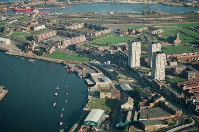 Photo issued by the Crown Prosecution Service (CPS) of an historic aerial view of the East End of Sunderland, which has been shown to the jury during the trial of David Boyd.