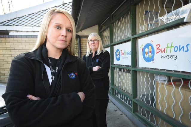 Buttons Nursery co-owner Michelle Barr (front) has labelled the Government's decision to increase child to staff nursery ratios for two-year-olds as "dangerous and disgusting".