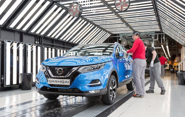 An existing model of the Qashqai on the production line of Nissan's Sunderland plant.