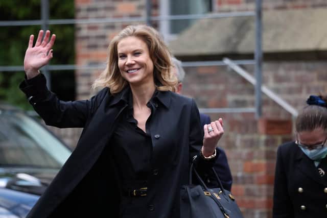 Amanda Staveley gives a celebratory wave after the takeover of Newcastle United. North News.