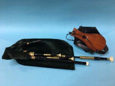 These Northumbrian pipes were sold for £460. Picture courtesy of Boldon Auction Galleries.