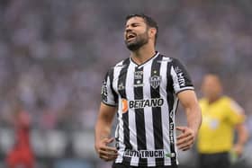Atletico Mineiro's Diego Costa reacts during the first leg football match of the 2021 Brazil Cup final against Athletico Paranaense at the Mineirao stadium in Belo Horizonte, on December 12, 2021. (Photo by DOUGLAS MAGNO / AFP) (Photo by DOUGLAS MAGNO/AFP via Getty Images)