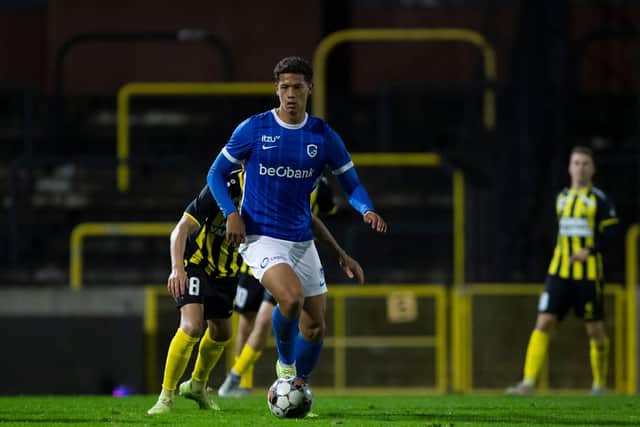 Jong Genk's Andras Nemeth pictured in action during a soccer match between Lierse K and Jong Genk.