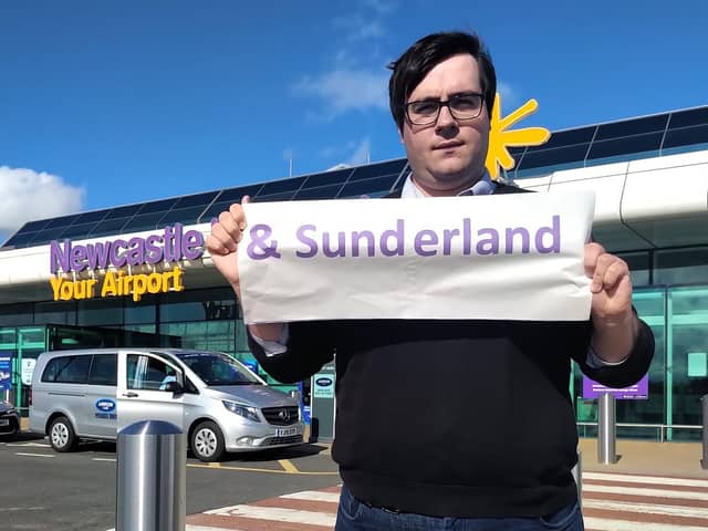 Councillor Paul Edgeworth outside Newcastle Airport. Picture: Wearside Lib Dems.