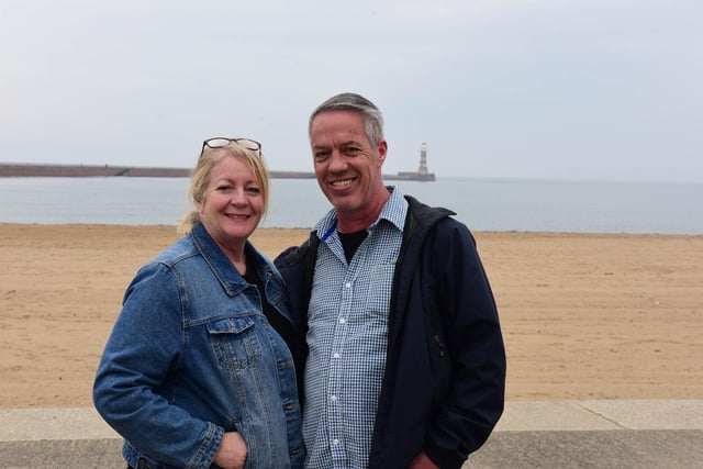 Alison Longstaff and Kenneth Symington having a walk along the beach