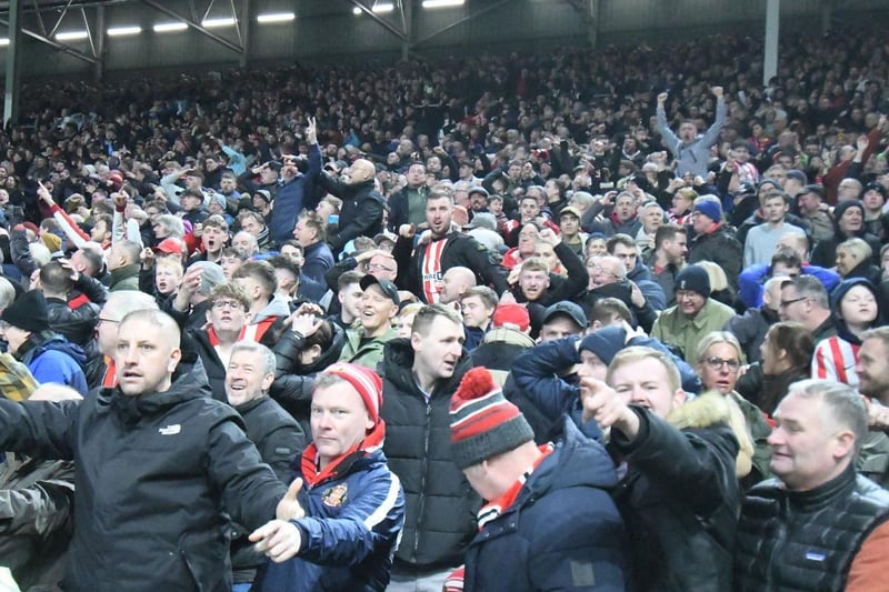 Sunderland fans in action as Tony Mowbray's men took on Fulham in 2023