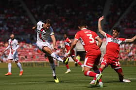 Sheffield United player Sander Berge shoots to score the opening goal against Middlesbrough. (Photo by Stu Forster/Getty Images)