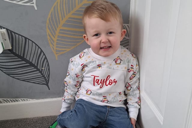 A personalised jumper for two-year-old Taylor. Looking good!