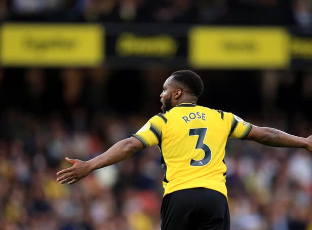 WATFORD, ENGLAND - SEPTEMBER 25: Danny Rose of Watford during the Premier League match between Watford and Newcastle United at Vicarage Road on September 25, 2021 in Watford, England. (Photo by Stephen Pond/Getty Images)